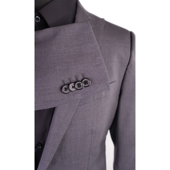 Banana Republic Blazer Mens 40R Italian fabric Gray Wool Two Button Striped - Picture 6 of 15